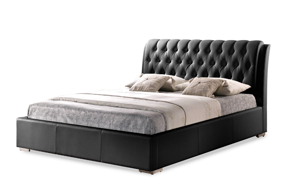 Baxton Studio Bianca Black Modern Bed With Tufted Headboard Queen Size Affordable Modern Design Baxton Studio