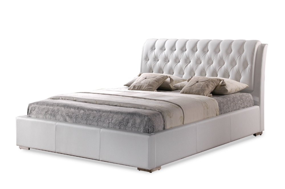 Baxton Studio Bianca White Modern Bed With Tufted Headboard Full Size Affordable Modern Design Baxton Studio