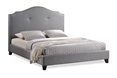 Baxton Studio Marsha Scalloped Gray Linen Modern Bed with Upholstered Headboard - King Size Baxton Studio Marsha Scalloped Gray Linen Modern Bed with Upholstered Headboard - King Size, BBT6292 Bed-Grey Linen-King, Baxton Studio Affordable Modern Design