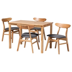 Baxton Studio Norwin Mid-Century Grey Fabric and Natural Brown Finished Wood 5-Piece Dining Set Baxton Studio Norwin Mid-Century Grey Fabric and Natural Brown Finished Wood 5-Piece Dining Set