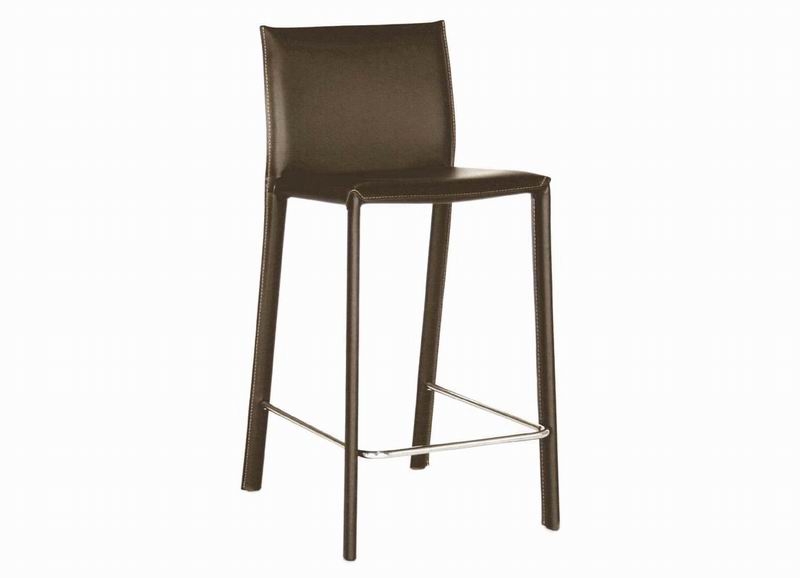 Crawford Brown Leather Counter Height, Brown Leather Bar Stools