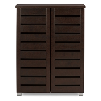 Baxton Studio Adalwin Modern and Contemporary 2-Door Dark Brown Wooden Entryway Shoes Storage Cabinet
