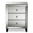 Baxton Studio Chevron Modern and Contemporary Hollywood Regency Glamour Style Mirrored 3-Drawers End Table End Table