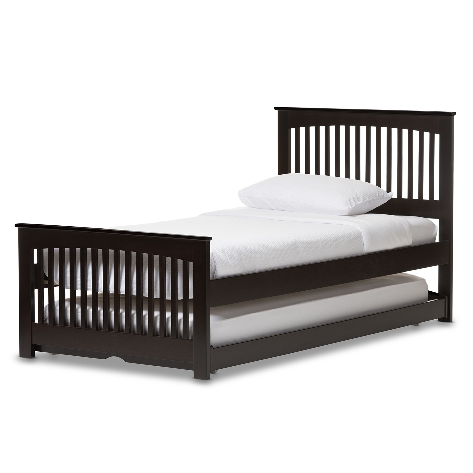 Twin Size Platform Bed Slat Kit Metal Frame Black Brown Kid Guest Room Furniture 
