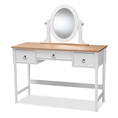 Baxton Studio Sylvie Classic and Traditional White 3-Drawer Wood Vanity Table with Mirror