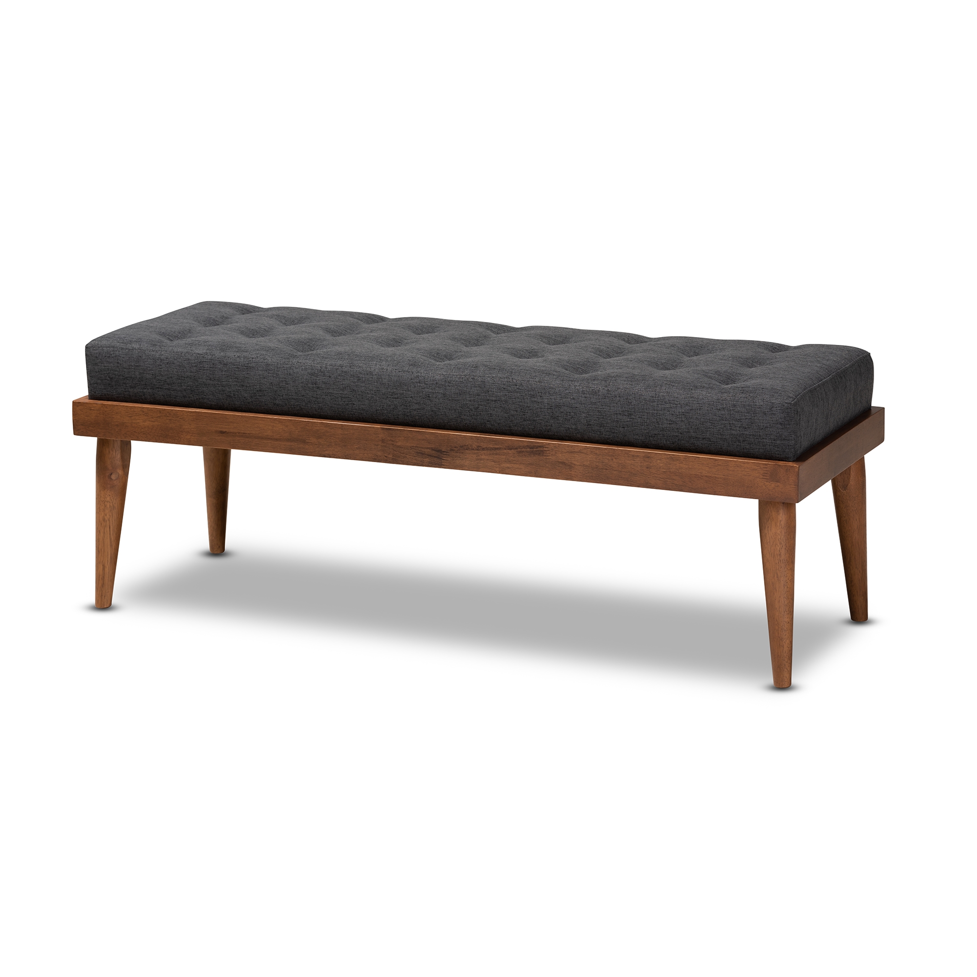 Baxton Studio Mid-Century Fabric Button-Tufted Bench by Grey