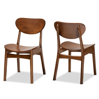 Baxton Studio Katya Mid-Century Modern Walnut Brown Finished Wood 2-Piece Dining Chair Set