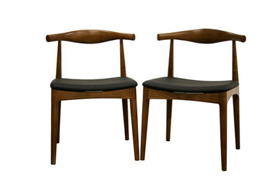 Baxton Studio Sonore Solid Wood Mid-Century Style Accent Chair Dining Chair Set of 2