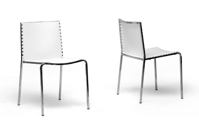 Baxton Studio Gridley White Plastic Modern Dining Chair (Set of 2)