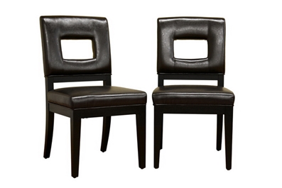 Baxton Studio Faustino Dark Brown Leather Dining Chair Set of 2