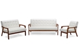 Baxton Studio Baxton Studio Mid-Century Masterpieces 3 Pieces Living Room Set - WhiteOne (1) Accent Chair, One (1) Loveseat, One (1) Sectional Sofa
