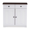 Baxton Studio Lauren Modern and Contemporary Two-tone White and Dark Brown Buffet Kitchen Cabinet with Two Doors and Two Drawers Baxton Studiorestaurant furniture, hotel furniture, commercial furniture, wholesale dining room furniture, wholesale wine cabinets, classic wine cabinets