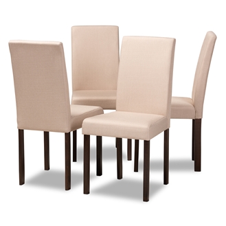 Baxton Studio Andrew Contemporary Espresso Wood Beige Fabric Dining Chairs (Set of 4)