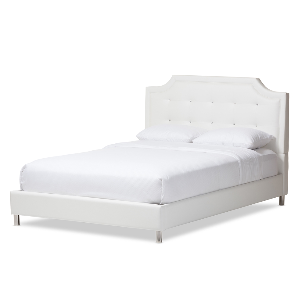 Carlotta White Modern Bed With, White Bed Frame With Headboard