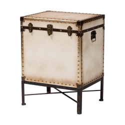 Baxton Studio Laura Vintage White Canvas Lift-Top Trunk End Table Baxton Studio Laura Vintage White Canvas Lift-Top Trunk End Table