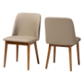 Baxton Studio Lavin Mid-Century Dark Walnut Beige Faux Leather Dining ChairsTwo (2) Dining Chairs Dining Chairs/Light Brown/ Mid-Century/Wood/Faux Leather/Beige