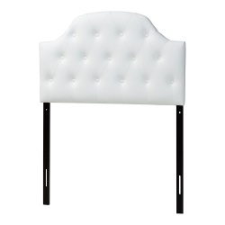 Baxton Studio Morris Modern and Contemporary White Faux Leather Upholstered Button-Tufted Scalloped Twin Size Headboard Baxton Studio restaurant furniture, hotel furniture, commercial furniture, wholesale bedroom furniture, wholesale headboards, classic twin size headboards
