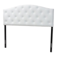 Baxton Studio Myra Modern and Contemporary Full Size White Faux Leather Upholstered Button-tufted Scalloped Headboard Baxton Studio Castello Black Velvet Upholstered Faux Crystal-Buttoned Sleigh Queen Platform Bed , wholesale furniture, bedroom furniture, classic bed, cheap bed