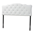 Baxton Studio Rita Modern and Contemporary Full Size White Faux Leather Upholstered Button-tufted Scalloped Headboard Baxton Studio Castello Black Velvet Upholstered Faux Crystal-Buttoned Sleigh Queen Platform Bed , wholesale furniture, bedroom furniture, classic bed, cheap bed