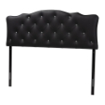 Baxton Studio Rita Modern and Contemporary Queen Size Black Faux Leather Upholstered Button-tufted Scalloped Headboard Baxton Studio Castello Black Velvet Upholstered Faux Crystal-Buttoned Sleigh Queen Platform Bed , wholesale furniture, bedroom furniture, classic bed, cheap bed