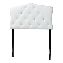 Baxton Studio Rita Modern and Contemporary White Faux Leather Upholstered Button-Tufted Scalloped Twin Size Headboard Baxton Studio restaurant furniture, hotel furniture, commercial furniture, wholesale bedroom furniture, wholesale headboards, classic twin size headboards