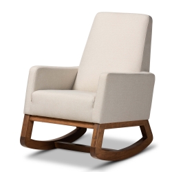Baxton Studio Yashiya Mid-century Retro Modern Light Beige Fabric Upholstered Rocking Chair Baxton Studio restaurant furniture, hotel furniture, commercial furniture, wholesale living room furniture, wholesale chairs, wholesale rocking chairs, classic rocking chairs