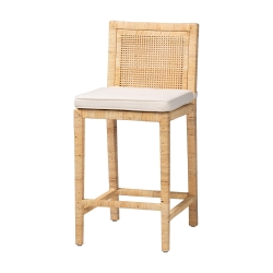 Baxton Studio Sofia Modern and Contemporary Natural Finished Wood and Rattan Counter Stool