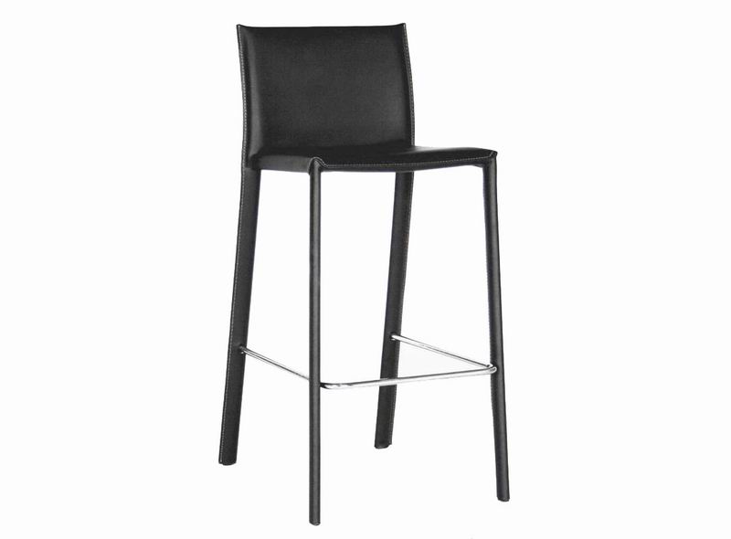 Crawford Black Leather Counter Height, Black Leather Bar Stools