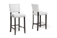 Baxton Studio Aries White Modern Bar Stool with Nail Head Trim (Set of 2)