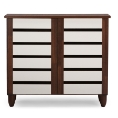 Baxton Studio Gisela Oak and White 2-tone Shoe Cabinet With 2 Doors
