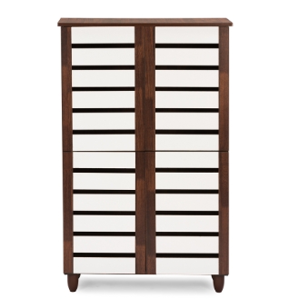 Baxton Studio Gisela Oak and White 2-tone Shoe Cabinet With 4 Door