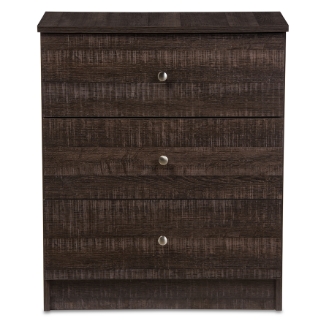 Baxton Studio Decon Modern and Contemporary Espresso Brown Wood 3-Drawer Storage Chest