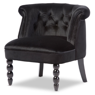 Baxton Studio Flax Victorian Style Contemporary Black Velvet Fabric Upholstered Vanity Accent Chair