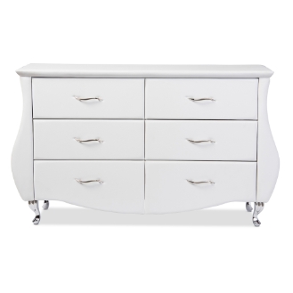 Baxton Studio Enzo Modern and Contemporary White Faux Leather 6-Drawer Dresser