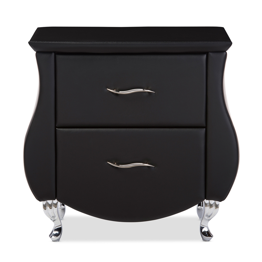 baxton studio luminescence black faux leather upholstered dresser Luminescence Black Faux Leather Upholstered Dresser