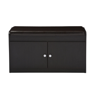 Baxton Studio Margaret Modern and Contemporary Dark Brown Wood 2-Door Shoe Cabinet with Faux Leather Seating Bench