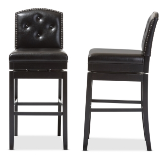 Baxton Studio Ginaro Modern and Contemporary Dark Brown Faux Leather Button-tufted Upholstered Swivel Bar Stool
