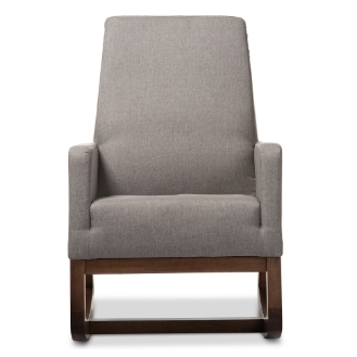 Baxton Studio Yashiya Mid-century Retro Modern Grey Fabric Upholstered Rocking Chair