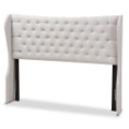 Baxton Studio Cadence Modern and Contemporary Greyish Beige Fabric Button-Tufted Queen Size Winged Headboard