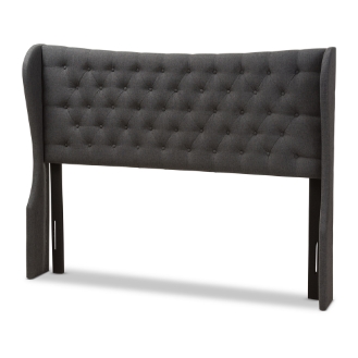 Baxton Studio Cadence Modern and Contemporary Dark Grey Fabric Button-Tufted Queen Size Winged Headboard