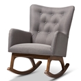 Baxton Studio Waldmann Mid-Century Modern Grey Fabric Upholstered Rocking Chair