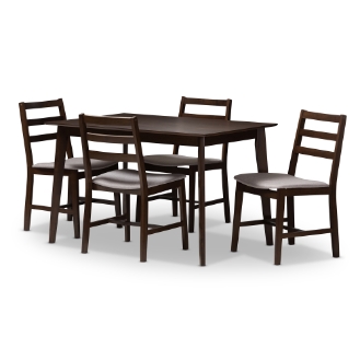 Baxton Studio Annetha Mid-Century Modern Black Faux Leather Upholstered Walnut Finished Wood Lounge Chair