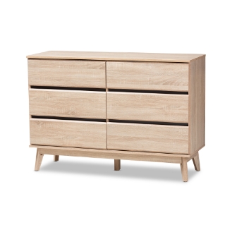 Baxton Studio Miren Mid-Century Modern Light Oak and Dark Grey 5-Drawer Dresser