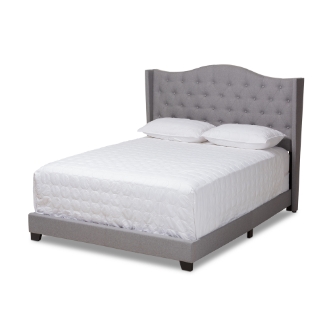 Baxton Studio Alesha Modern and Contemporary Grey Fabric Upholstered King Size Bed
