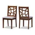 Baxton Studio Abilene Mid-Century Grey Fabric Upholstered and Walnut Brown Finished Dining Chair Set