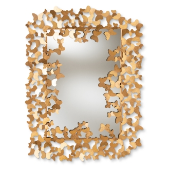 Baxton Studio Idalia Modern and Contemporary Antique Gold Finished Butterfly Accent Wall Mirror