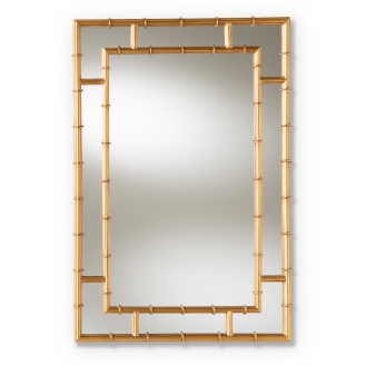 Baxton Studio Adra Modern and Contemporary Gold Finished Bamboo Accent Wall Mirror