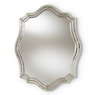 Baxton Studio Isidora Art Deco Antique Silver Finished Accent Wall Mirror