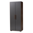 Baxton Studio Rikke Modern and Contemporary Two-Tone Gray and Walnut Finished Wood 7-Shelf Wardrobe Storage Cabinet