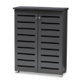 Baxton Studio Adalwin Modern and Contemporary Dark Gray 2-Door Wooden Entryway Shoe Storage Cabinet